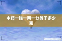 中药一钱一两一分等于多少克