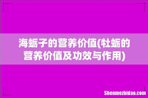 牡蛎的营养价值及功效与作用 海蛎子的营养价值