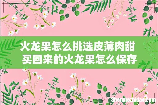 火龙果怎么挑选皮薄肉甜 买回来的火龙果怎么保存