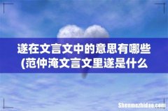 范仲淹文言文里遂是什么意思？ 遂在文言文中的意思有哪些