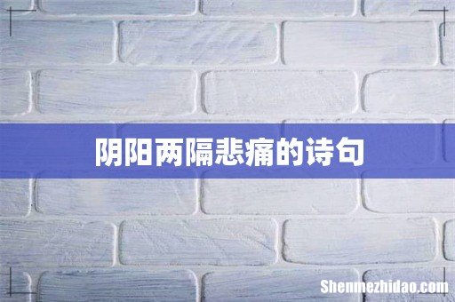 阴阳两隔悲痛的诗句