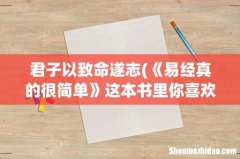 《易经真的很简单》这本书里你喜欢哪句话？ 君子以致命遂志