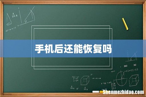 手机后还能恢复吗