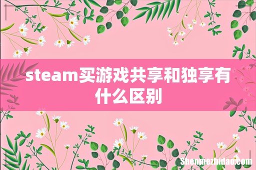 steam买游戏共享和独享有什么区别