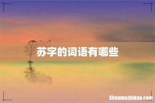 苏字的词语有哪些