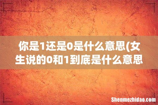女生说的0和1到底是什么意思？ 你是1还是0是什么意思