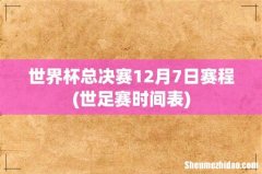 世足赛时间表 世界杯总决赛12月7日赛程