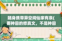 要种田的修真文，不是种田文！类似仙家有田、紫府仙缘的。。 随身携带异空间仙家有泉