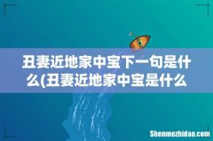 丑妻近地家中宝是什么意思啊 丑妻近地家中宝下一句是什么