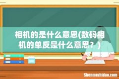 数码相机的单反是什么意思？ 相机的是什么意思