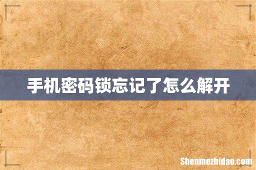 手机密码锁忘记了怎么解开