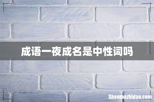 成语一夜成名是中性词吗
