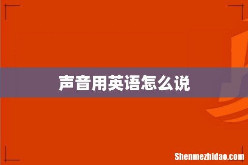 声音用英语怎么说