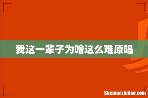 我这一辈子为啥这么难原唱