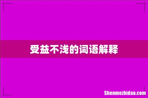 受益不浅的词语解释