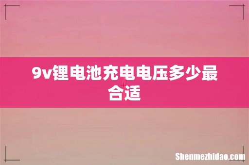 9v锂电池充电电压多少最合适