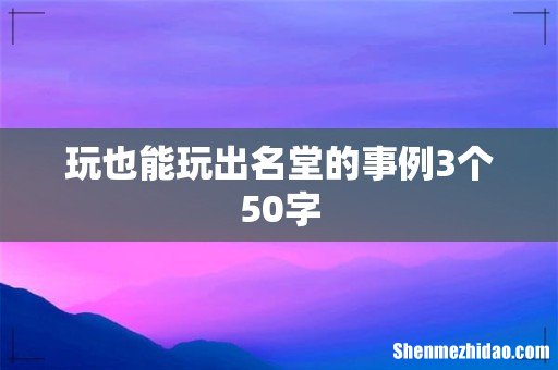 玩也能玩出名堂的事例3个50字