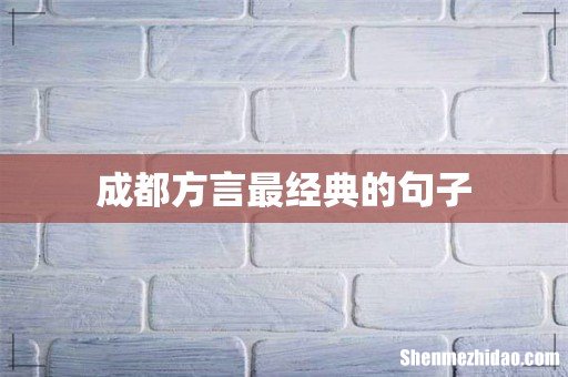 成都方言最经典的句子