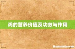 鸡的营养价值及功效与作用