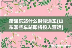 山东哪些车站即将投入营运 菏泽东站什么时候通车