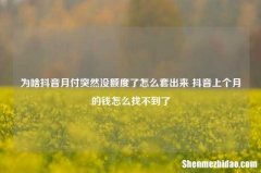 为啥抖音月付突然没额度了怎么套出来 抖音上个月的钱怎么找不到了