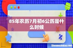 85年农历7月初6公历是什么时候