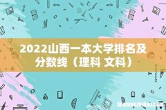 理科+文科 2022山西一本大学排名及分数线