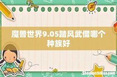 魔兽世界9.05踏风武僧哪个种族好