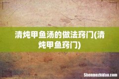 清炖甲鱼窍门 清炖甲鱼汤的做法窍门