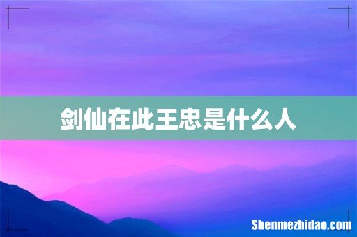 剑仙在此王忠是什么人