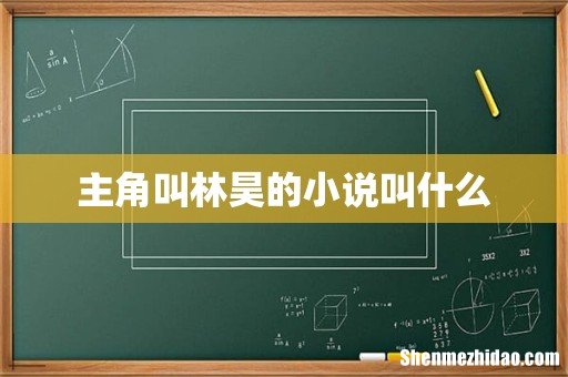 主角叫林昊的小说叫什么