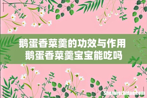 鹅蛋香菜羹的功效与作用 鹅蛋香菜羹宝宝能吃吗