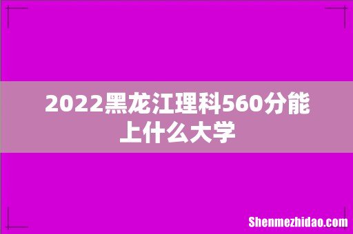2022黑龙江理科560分能上什么大学