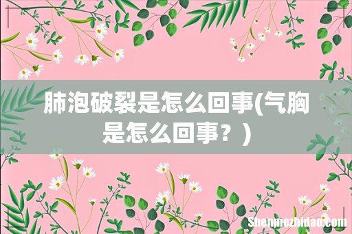 气胸是怎么回事? 肺泡破裂是怎么回事