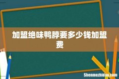 加盟绝味鸭脖要多少钱加盟费