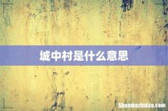 城中村是什么意思