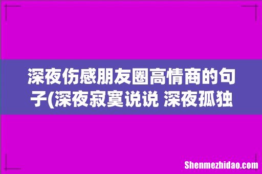 深夜寂寞说说 深夜孤独的伤感的句子(精选39句 深夜伤感朋友圈高情商的句子)