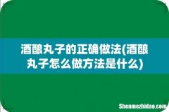 酒酿丸子怎么做方法是什么 酒酿丸子的正确做法