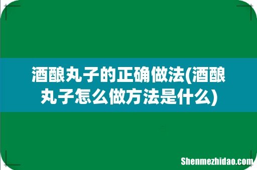 酒酿丸子怎么做方法是什么 酒酿丸子的正确做法
