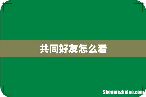 共同好友怎么看