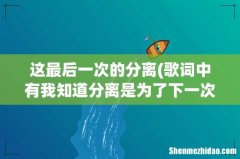 歌词中有我知道分离是为了下一次重聚这一句，请问是哪首歌 这最后一次的分离