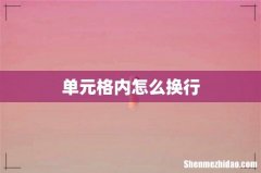 单元格内怎么换行