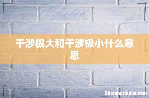 干涉极大和干涉极小什么意思