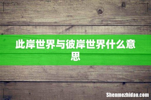 此岸世界与彼岸世界什么意思