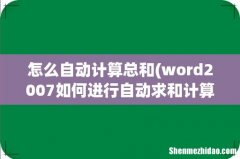 word2007如何进行自动求和计算 怎么自动计算总和