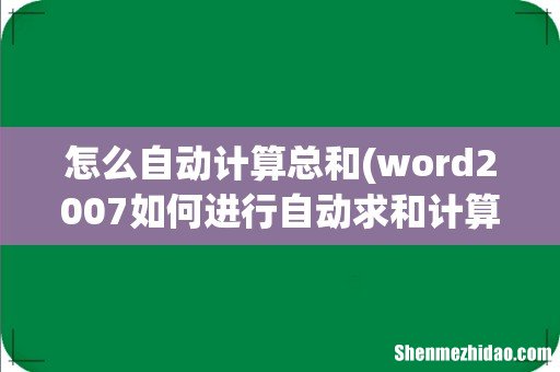 word2007如何进行自动求和计算 怎么自动计算总和