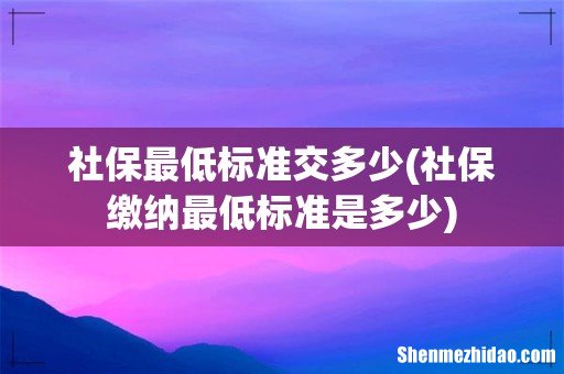 社保缴纳最低标准是多少 社保最低标准交多少