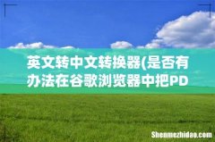 是否有办法在谷歌浏览器中把PDF文件从英文转化为中文 英文转中文转换器