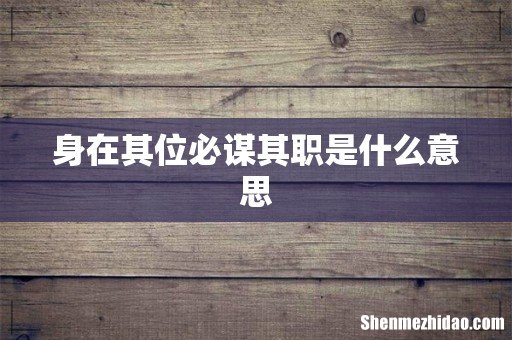 身在其位必谋其职是什么意思