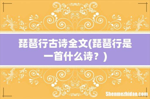 琵琶行是一首什么诗? 琵琶行古诗全文